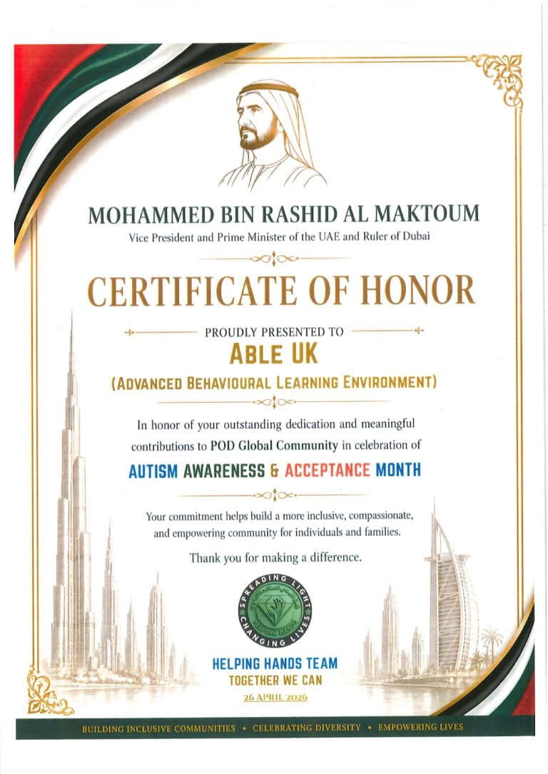 Certificate of Honor Mohammed Bin Rashid Al Maktoum